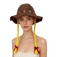Eleganter Oktoberfest-Partyhut, Cosplay, geflochtener Hut,-braun