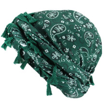 Omzoomde Twist Head Wrap Effen Kleur Durag Ademende-donkergroen