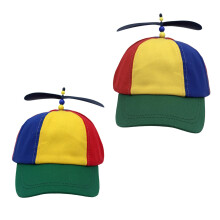 Two Trendy Rainbow Colored Helicopter Caps With-2pics