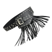 Modieuze tailleband met franjes, duurzame studs, perfect-Zwart