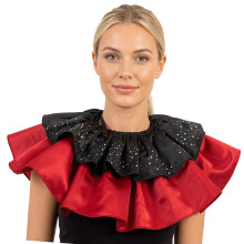 Double Layer Ruffled Satins Detachable Collar Rhinestones