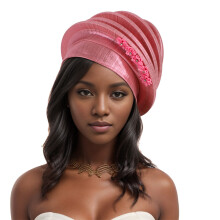 Modieuze polyester barethoed 3D plastic bloemenhoed-roze