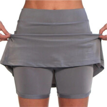 Workout Skirt With Attached Shorts Lightweight Stretchy-Gray L