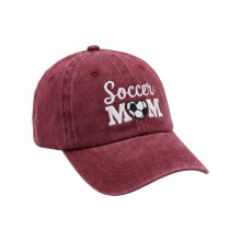Comfortable Cotton Hat With Soccer Mother Design-Burgundy