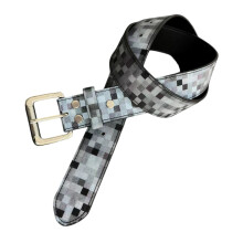 Fashion Waist Belt With Plaided Print Decorative PU Waistband