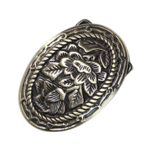 Heart Belt Buckle Replacement Retro Unique-Bronze oval flower b