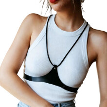 Ceinture à bretelles gothique en Faux cuir,-Noir sans cercle