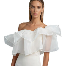 Schlichter weißer Hochzeitsschal, leichtes, schulterfreies-Weiß