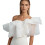 White Bridal Off Shoulder Wrap Breathable Flouncing Shawl-White 1