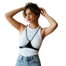 Trendy Gothic Suspenders Belt With Metal-Black withoutcircle