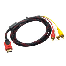 Câble HDTV vers 3RCA AV 1,5M, connecteurs plaqués or pour la
