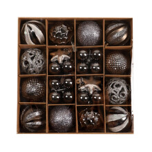 42PCS Black & Silver Star-Shaped Christmas Ornaments, 2.36" Shatterproof Xmas Tree Decor, Holiday Home & Party Set