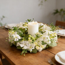 Spring/Summer Artificial Flower Garland – Wedding Candle Ring, Party Centerpiece, Home Door Decor, 20cm, Compatible with Wreath Hangers