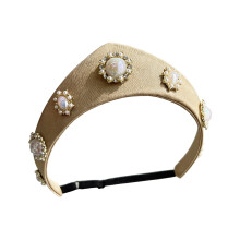 Ademende Elizabethaanse cosplay parels bezaaid haarband-Goud