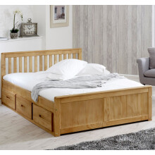 (Double 4ft 6inch) Mission Waxed Pine Wooden Storage Bed Frame