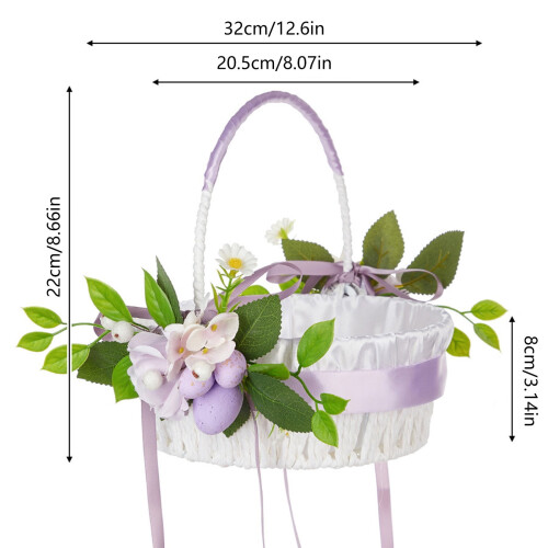 Wedding Flower Basket with Handle Rose Ribbon Bow 2