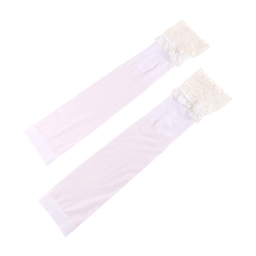 2pack Lace Pattern Sun Protection Sleeves High Elastic-White os