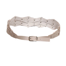 Adjustable Double Buckles Waist Belt PU Fabric Fashion-Apricot