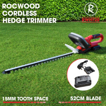 RocwooD 20V Cordless Hedge Trimmer 52cm Electric Cutter with Battery & Charger