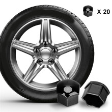 20 Pack Hub Nut Dust Covers Black