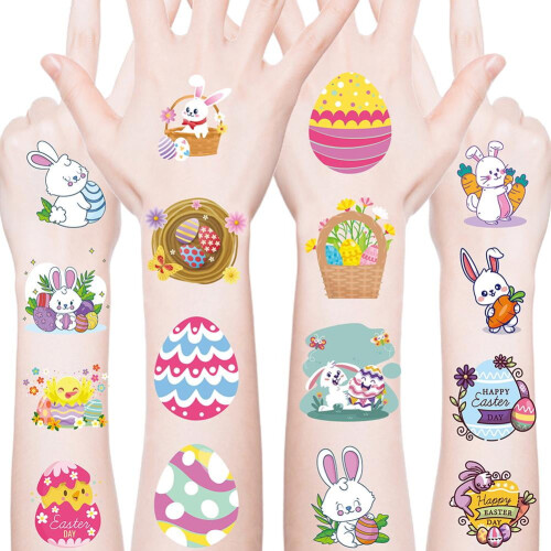 Easter Tattoos Kids Egg Fillers Stickers 80-Pc Bulk Pack 2