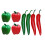 Ensemble de 8 accessoires de piments rouges et verts artificiels 1