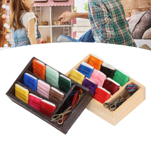 Miniature Dollhouse Sewing Box Pair