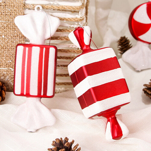 Christmas Candy Pendant Ornaments Red White 7PCS 2