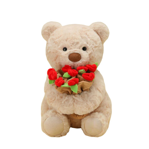 Teddy Bear Plush Toy with Red Rose, Romantic Gift for 2