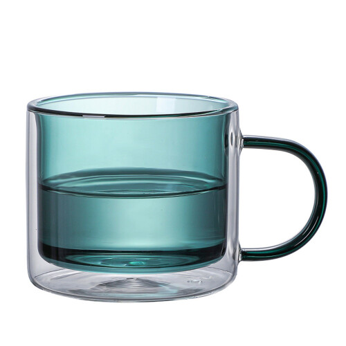 Double Wall Glass Coffee Mug Amber 350ml 1