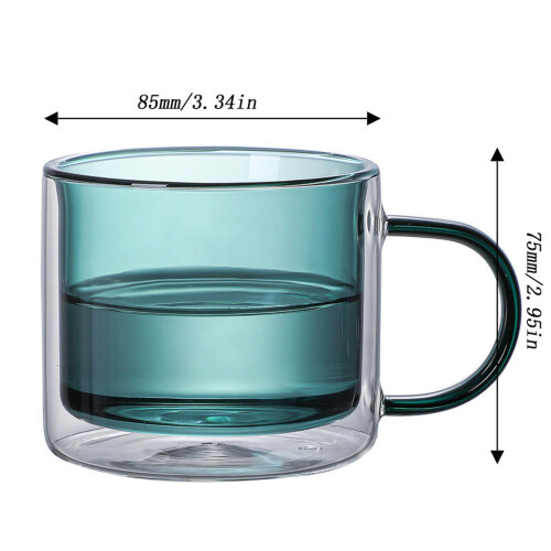 Double Wall Glass Coffee Mug Amber 350ml 2