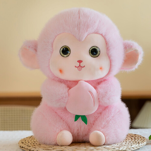 Peach Monkey Plush Doll Pendant 8.7 Inches Pink