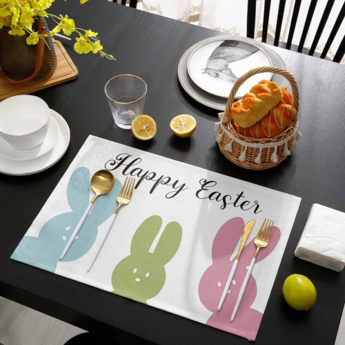 Easter Linen Placemat 45x30cm Floral Bunny Pattern 2