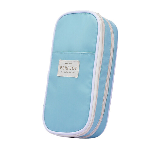 Macaron etui van canvas met grote inhoud, effen kleur. 1