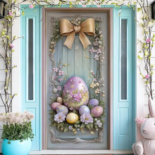 Décoration de porte lapin de Pâques - Bannière de bienvenue (1 pièce)