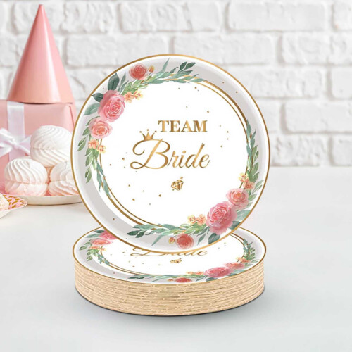 Pratos de Papel para Festa com Estampa Floral, 23 cm (9 polegadas), Pacote com 20 Unidades