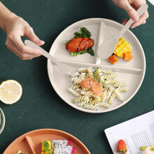 Assiette compartimentée ronde en plastique pour adultes, à 3 compartiments