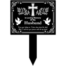 Rectangle Shaped Dove Garden Stake Memorial Remembrance Plaque Stake for Husband Acrylic Waterproof Sympathy Garden Stakes for Yard Grave Cemetery