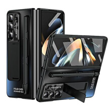 Cás Cosanta atá comhoiriúnach le Samsung Galaxy Z Fold5 5g le Dromchla Neamhlonrach Comhtháite agus Urrann Peann Dubh
