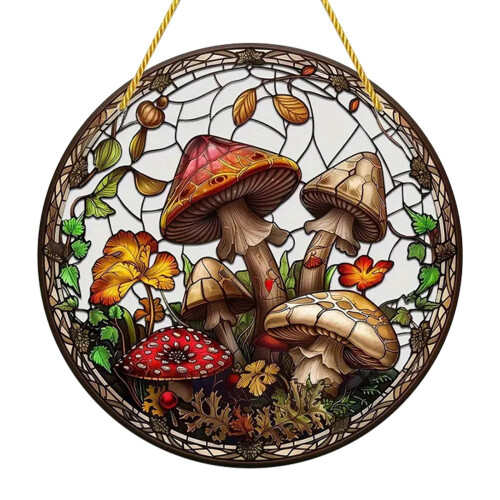 Panneau suspendu en acrylique représentant un champignon de Pâques, coloré, 2D