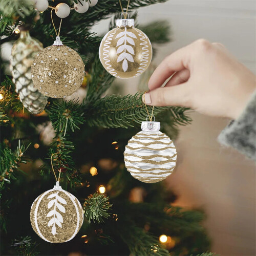 Christmas tree hanging black ball ornaments set