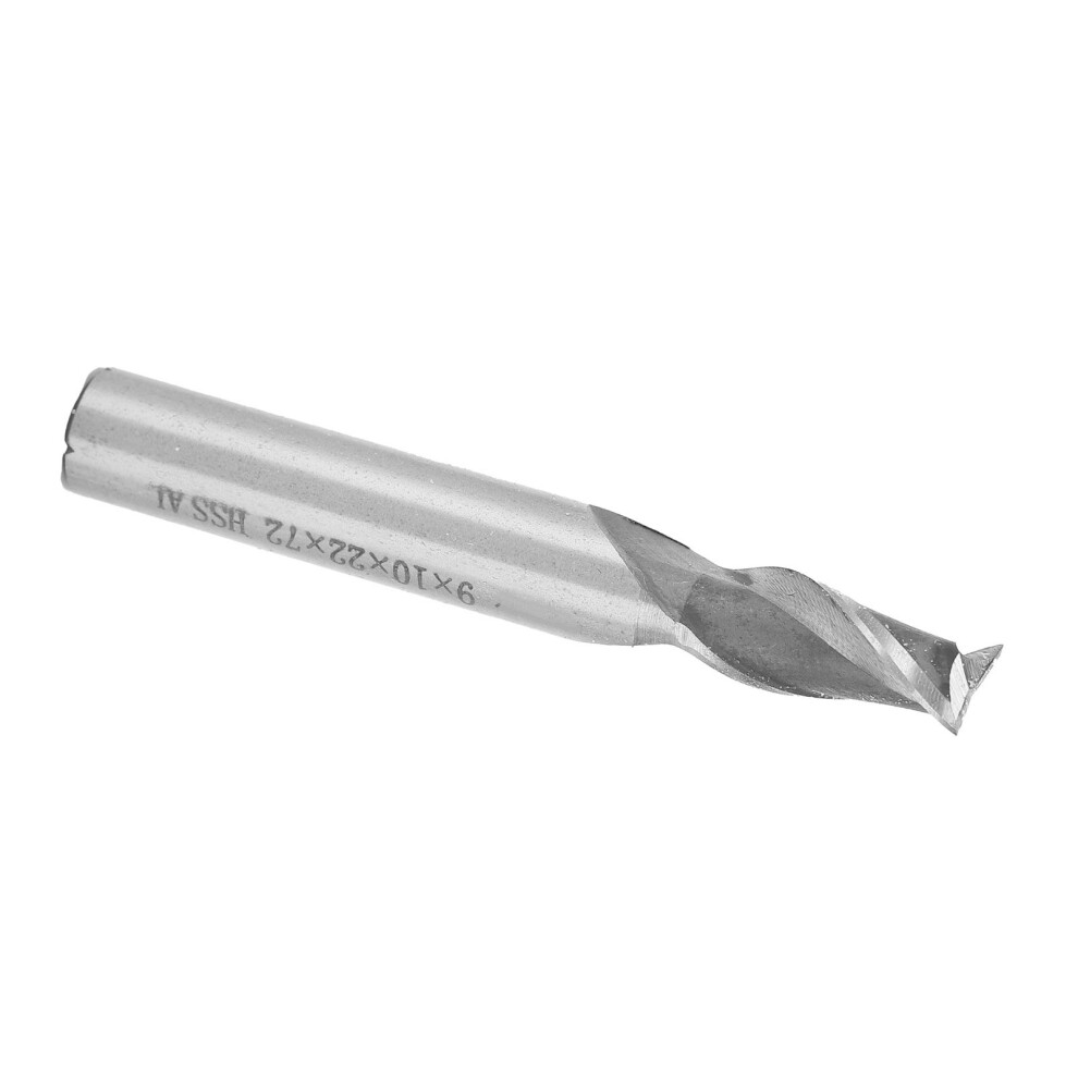 HSS 2-Flute Spiral End Mill 9x10x22x72