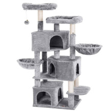 Grande albero per gatti con 3 nicchie, altezza 164 cm, grigio chiaro 12_0001159