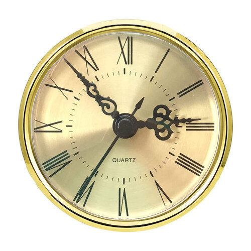 2.8 Inch Round Quartz Clock Insert with Gold Trim and