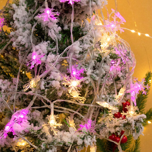 Snowflake String Lights, Battery-Powered, IP44 Waterproof, 2