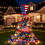 Fabric Stripes Star Pattern Tree Top Independence Day Holiday-A 3