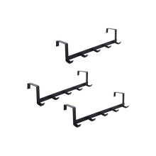 3X  Wide Over the Door Rack Wrought Iron Hook Black