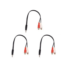 Lot de 3 adaptateurs audio stéréo jack 3,5 mm vers 2 prises RCA, câble adaptateur jack 3,5 mm mâle vers 2 x RCA femelle