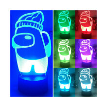 3D-LED-Nachtlicht „Among Us“ mit 7 Farbwechsel – Geschenkidee