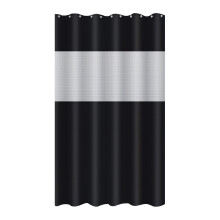 Ensemble rideau de douche noir LSLJS 180 x 180 cm avec 12 crochets, imperméable, fenêtre supérieure translucide, style moderne, qualité